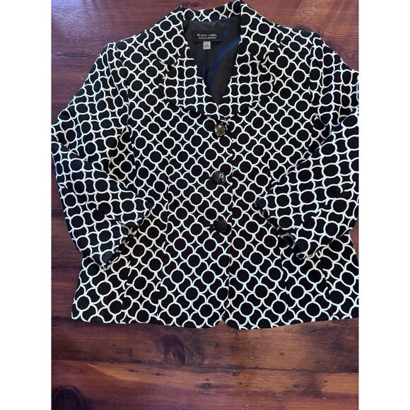 EVAN PICONE BLACK LABEL WOMEN'S BLACK & WHITE BLAZER SIZE 14 - Picture 2 of 15